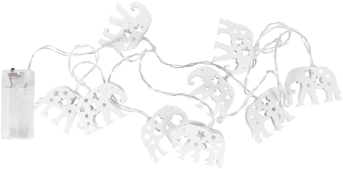 Allecto - Olifantenvormige Lichtketting - Decoratieve Verlichting - Batterij Werkt Metalen Hanglamp - Energiebesparend - Voor Bruiloft - Witte Slinger
