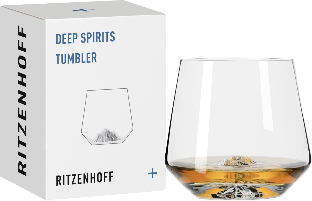 Tumbler-glas 400 ml - Serie Deep Spirits Nr. 1 Berg - met reliëf in de kristalbodem