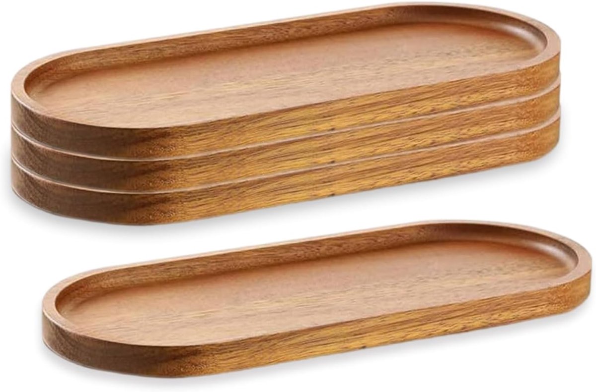 houten dienblad - 4pcs Houten Trays - 28x10cm Charcuterie Plates - Ovale Houten Schalen - Kaas Diner Borden - Bulk voor Dessert Snack Brood Fruit Appetizer Gerechten