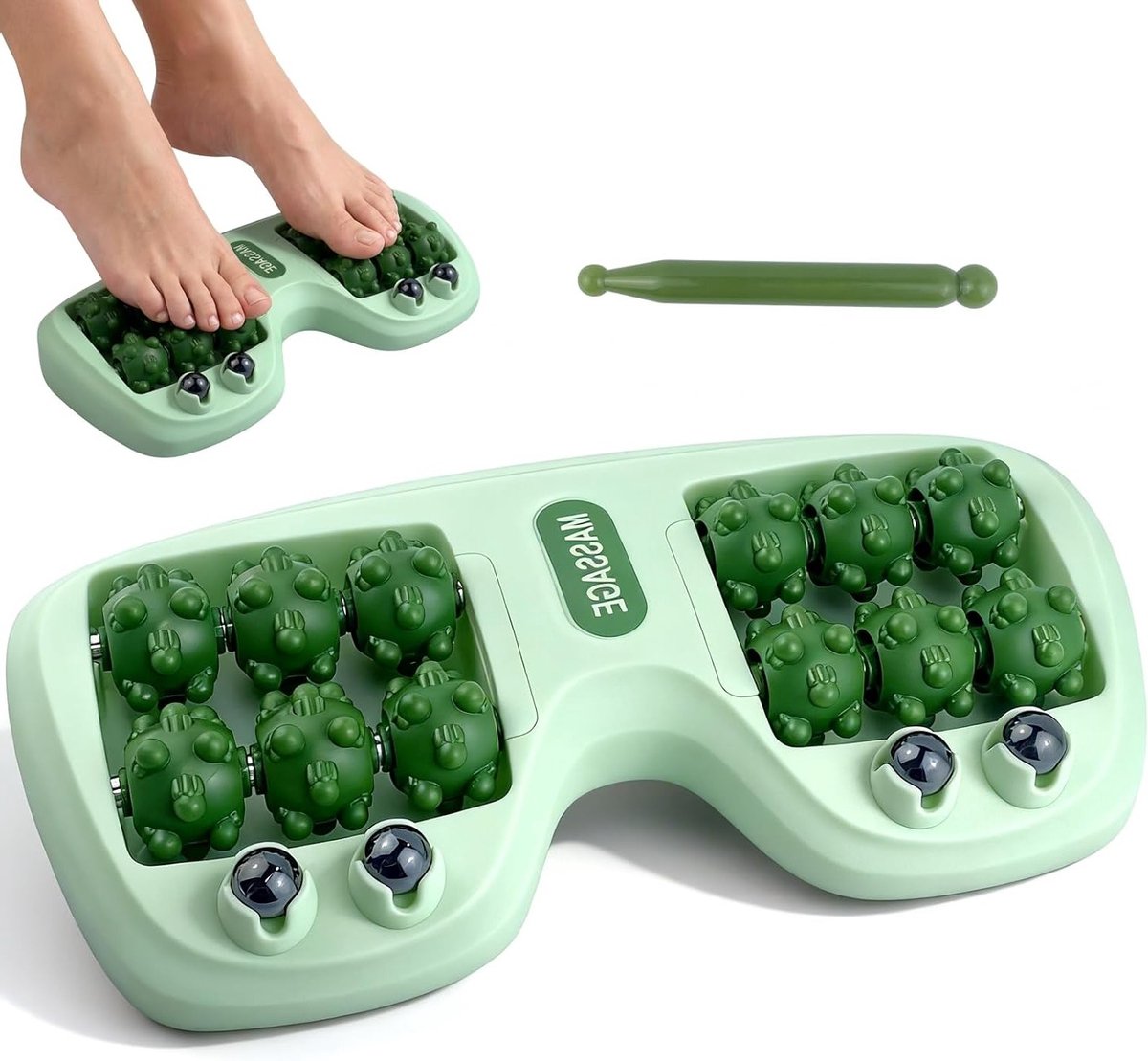 Voetmassageapparaat - Voetroller - Ontspanning Benen - Drievoudige Massagetherapie - 29x15x4.5 cm - Groen