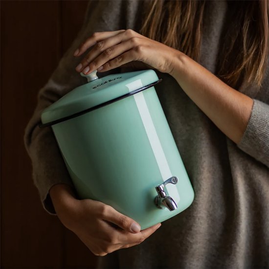 Ecofiltro 5L Mintgroen zijaanzicht met RVS kraantje