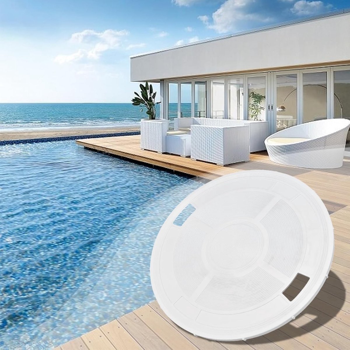 Allecto - Zwembad Skimmer Deksel - Filteren - Betrouwbaar Handig Praktisch - 23cm Diameter - Vervangbaar - PENTAIR - Zwembadfilter - Plastic - Gesc...