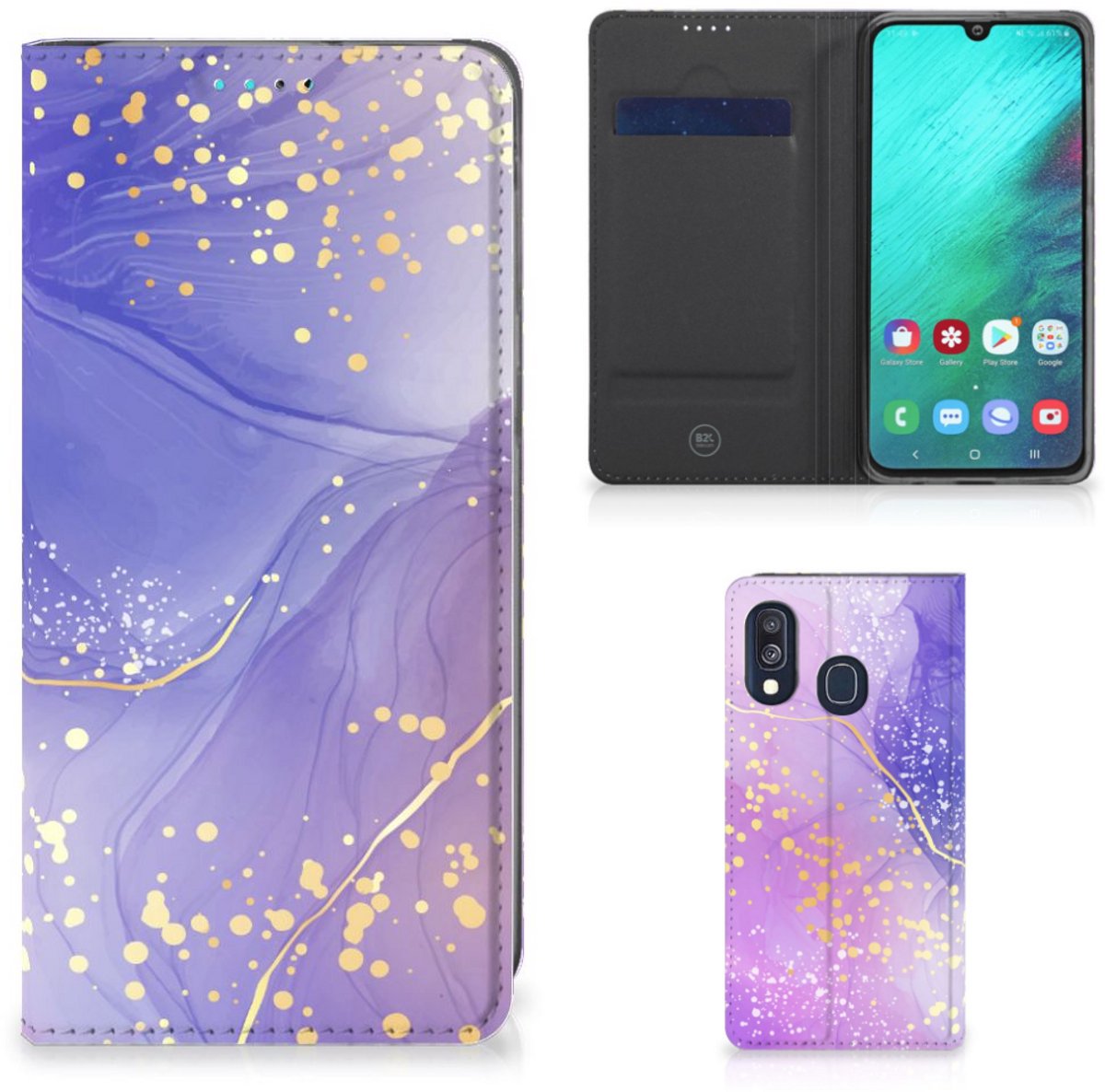 Bookcase voor Samsung Galaxy A40 Watercolor Paars
