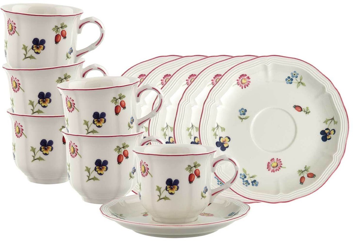 Kaffeetassen mit Untertassen Petite Fleur 120 ml Set van 6