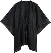 Next - Dames - Kaftan-shirtjurk met strik aan de voorkant en gehaakte details - Zwart