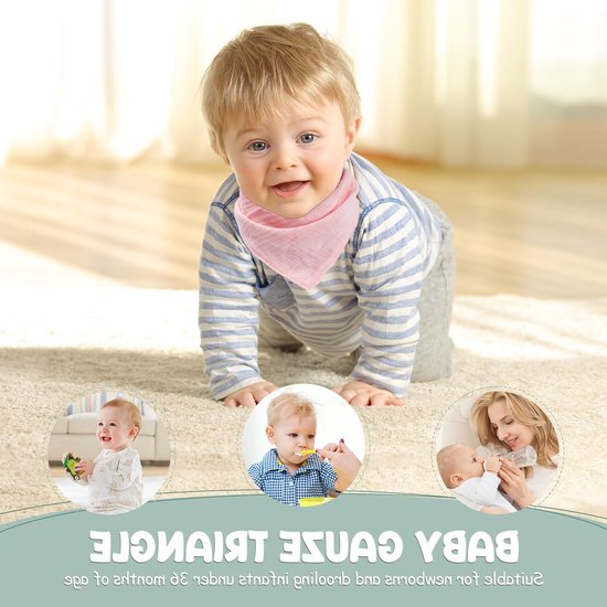 Set van 8 Baby Driehoek Sjaals - Zachte en Absorberende Muslin Neckerchiefs met Verstelbare Drukknoopjes voor Peuters, Unisex en Multikleurige Bibs van Merkloos — afbeelding 4