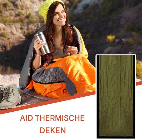 Outdoor Slaapzak - Nooddeken Reisdeken - Kamperen Avontuur - Lichaamswarmte Vasthoudend - 266x91 cm - Groen van OutDoor — afbeelding 4