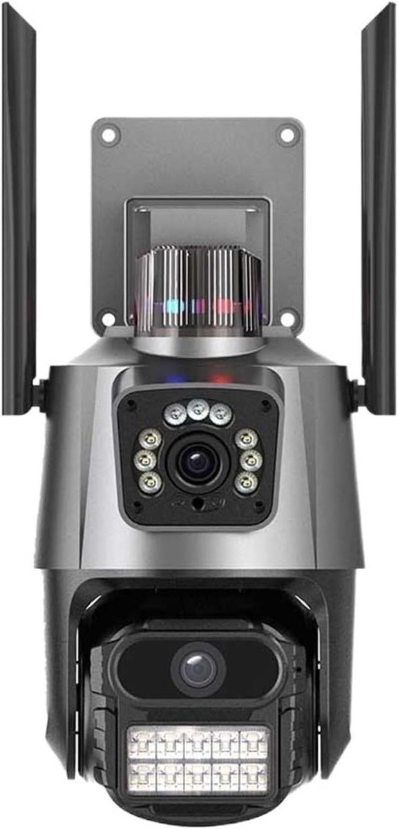 Beveiligingscamera Buiten - IP Camera - Huisbewaking - Dubbele Lens PTZ - 8MP 4K - Zwart