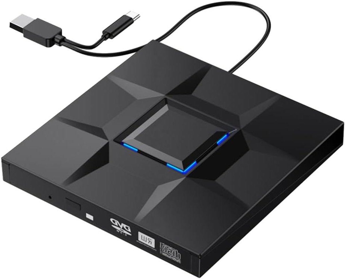 Externe CD/DVD Drive - Optisch Station - Bestanden Archiveren - USB 3.0 Type C - 20x14x4 cm - Zwart