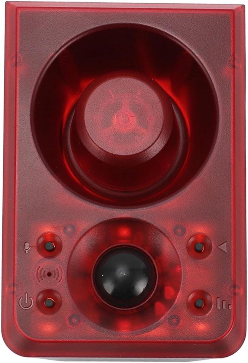 Zonne-alarm Stroboscoop - Draadloos Bewegingsalarm - Beveiliging Thuis - Blaffende Hond Geluid - 8 Meter Bereik - Rood