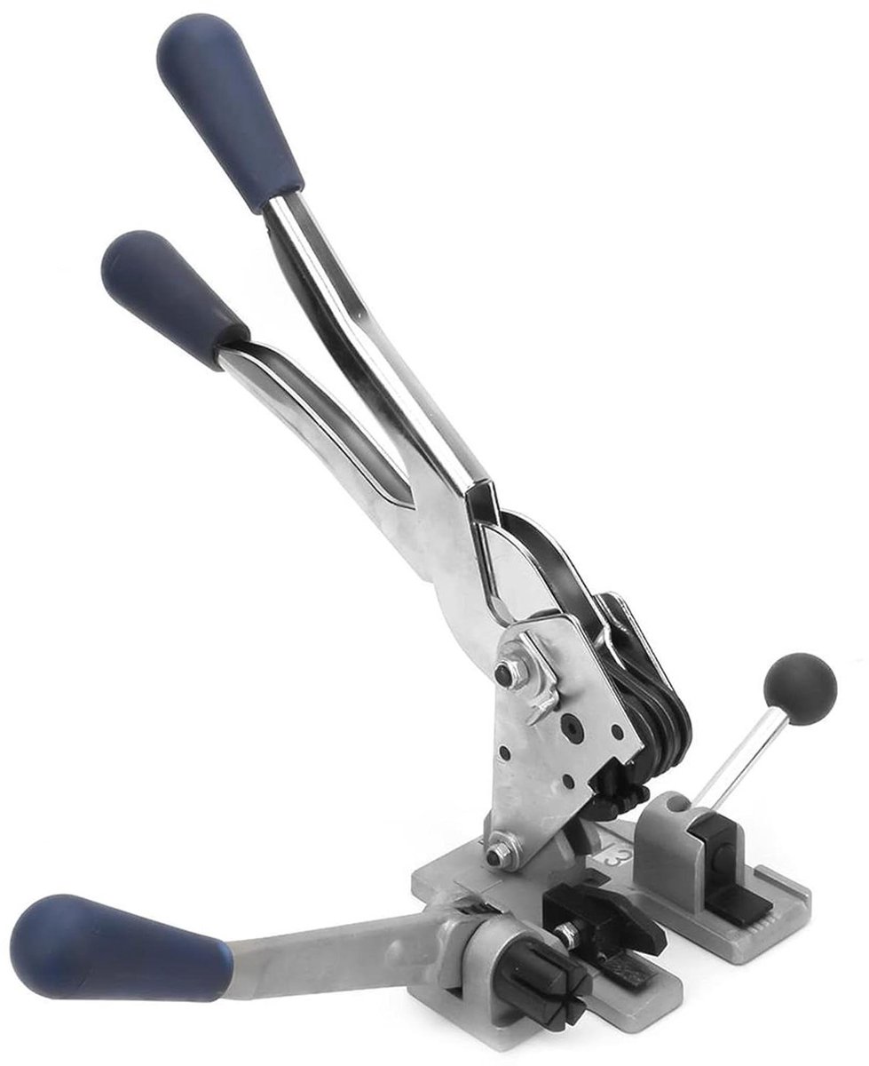 Stalen Bandspanner Crimper - Verpakkingsgereedschap - Pakketten Zekeren - Efficiënt 3-in-1 - 12-16 mm band - Zilver