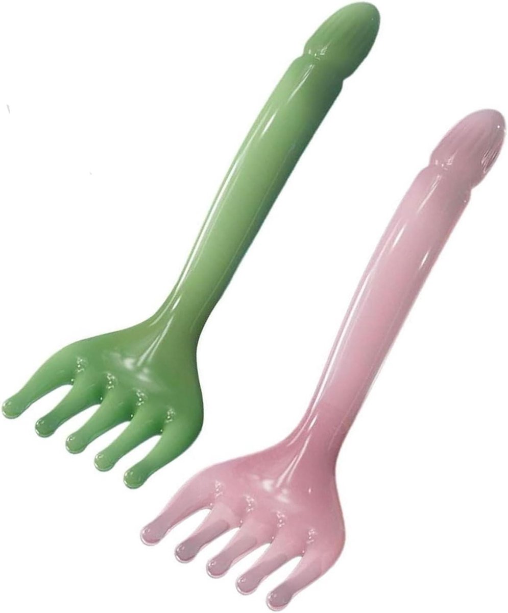 Huid Massage Set - Gua Sha Kam - Ontspanning Hoofd - Hoge Kwaliteit Hars - 17 cm Hoog - Groen Bruin