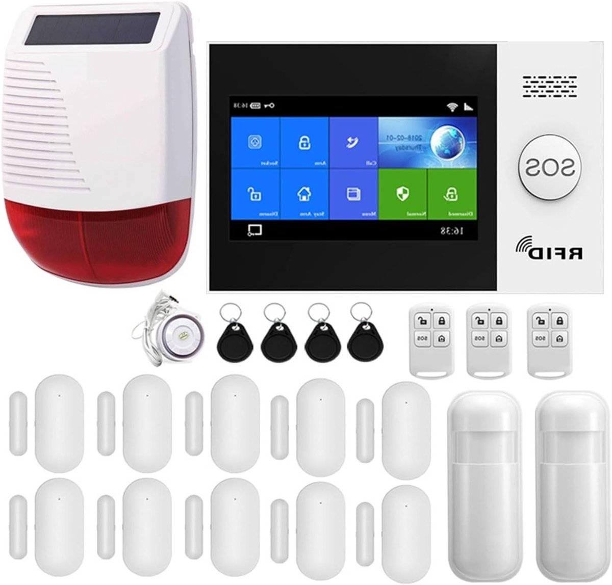 Slim Alarm Systeem - Thuisbeveiliging Kit - Diefstal Voorkomen - Touchscreen Paneel - 100 Sensoren - Zwart
