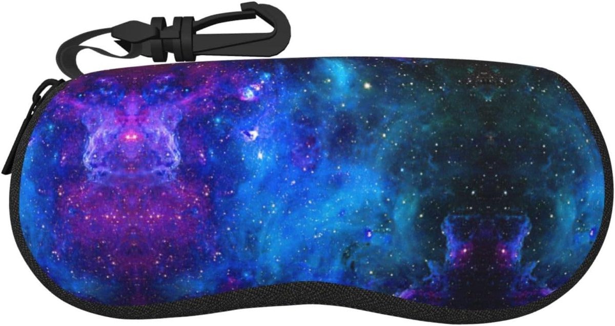Brillenhoes Zonnebril - Lenzenbakje - Veilig Opbergen - Met Haak - 19.99 x 11.99 cm - Galaxy Print