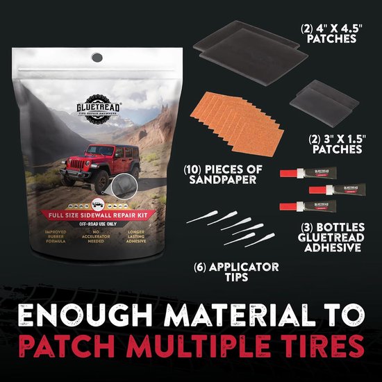 Zijwandbanden reparatieset - Patch kit - Banden repareren - Verbeterde rubberformule - 4x4 inch - Zwart van Merkloos — afbeelding 2