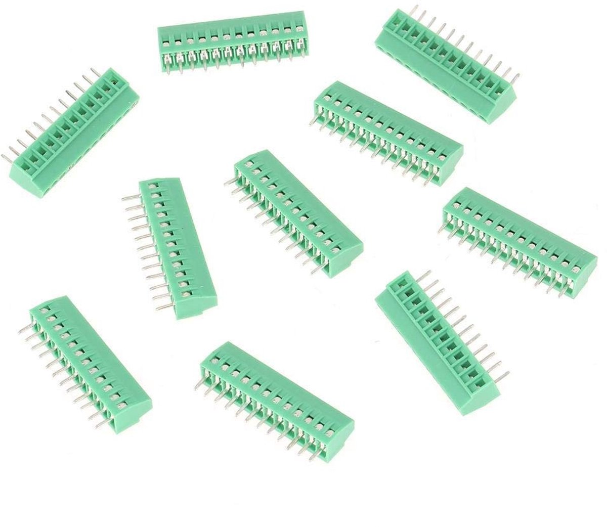 Nikou 10-pack 12 Pin PCB Schroef Terminal Connector - Groen - 2.54mm Pitch