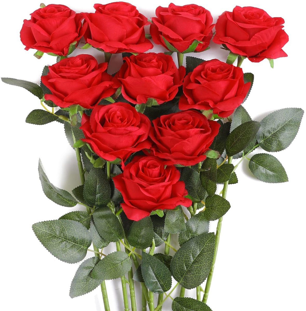 Allecto - Kunstbloemen - 10 Stuks - Realistische Rozen - Rode Kleur - Perfect voor Bruiloft en Decoratie - Indoor en Outdoor Gebruik