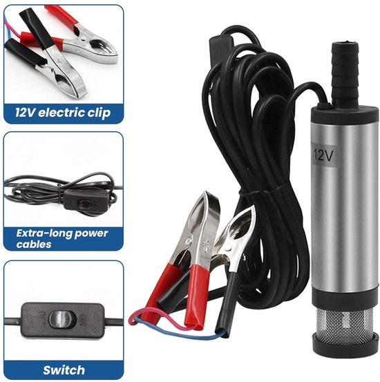 VT Goods - Dieselpomp - Elektrische brandstofoverdrachtspomp - Zilver - Oliepomp - Dompelpomp voor auto, caravan, boot van Merkloos — afbeelding 5