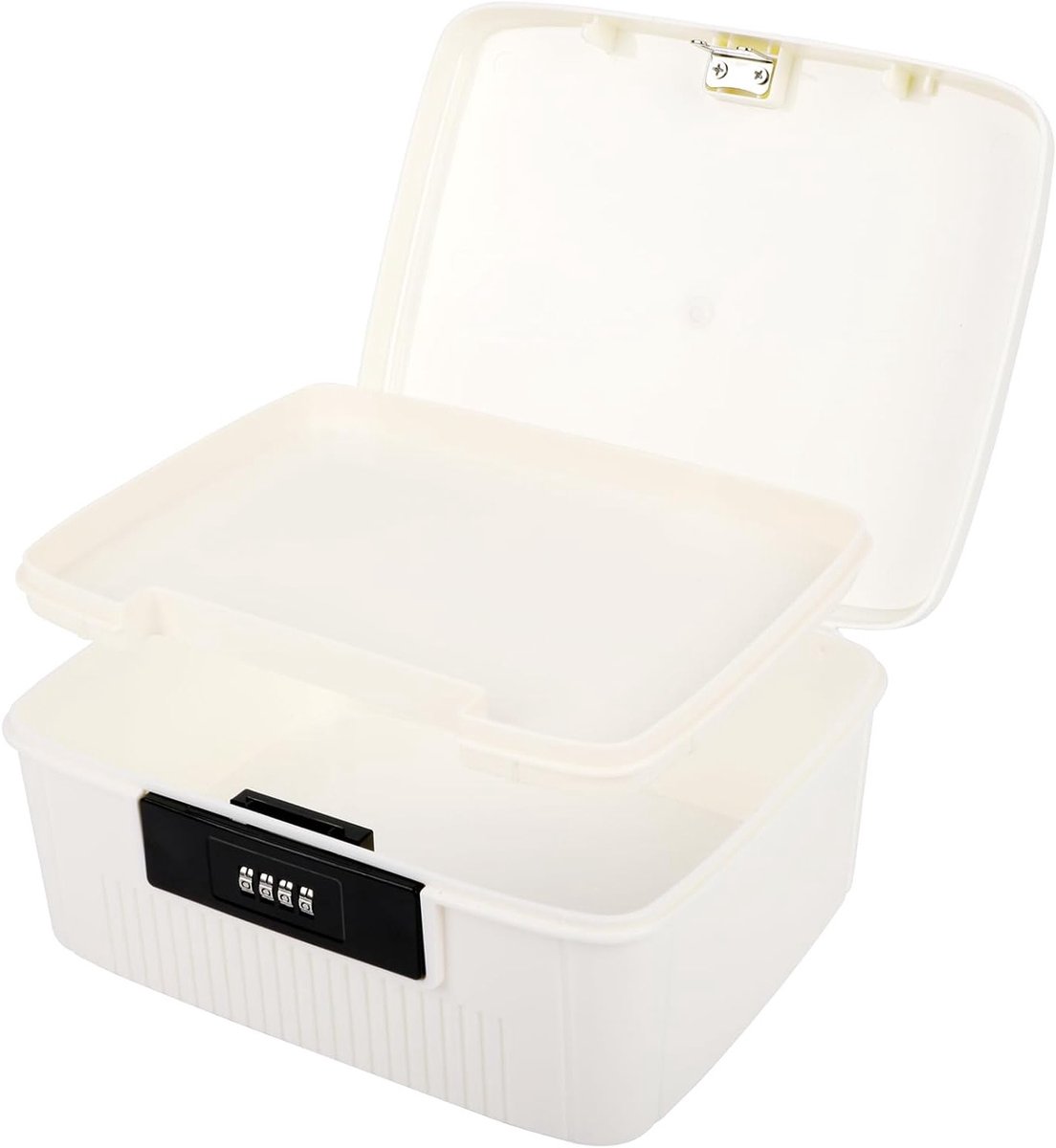 Afsluitbare medicijndoos met cijferslot, 6 liter, veilige opbergdoos voor medicijnen, snacks en waardevolle spullen, 25 x 20 x 10 cm (wit)