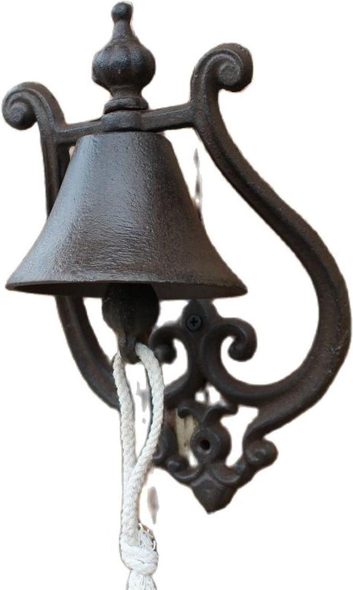 Decoratieve Wandbel - Gietijzeren Klok - Huis Verfraaien - Rustieke Stijl - 24 cm Hoog - Zwart