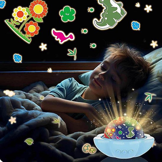 Kinderprojector Lamp - Nachtlampje Sterren - Slaapkamer Sfeer - Dubbel Thema Lampenkappen - 12 x 18 x 12 cm - Blauw — afbeelding 4