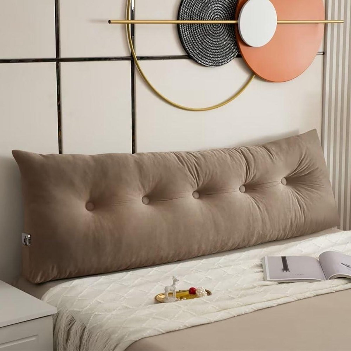 Steun Kussen - Leeskussen Bed - Ontspannen in Bed - Met Zijvakken - 120cm Breed - Bruin