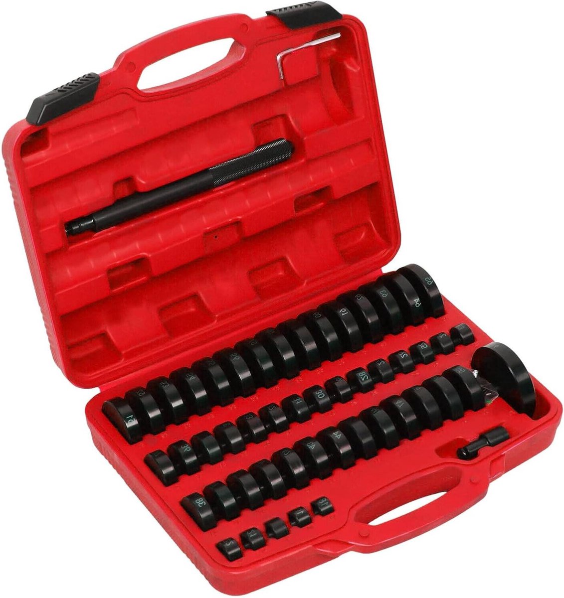 Wiellagertrekker Set - Binnenlagertrekker - Onderdelen Monteren - 51 Delig - 18-65 mm - Rood