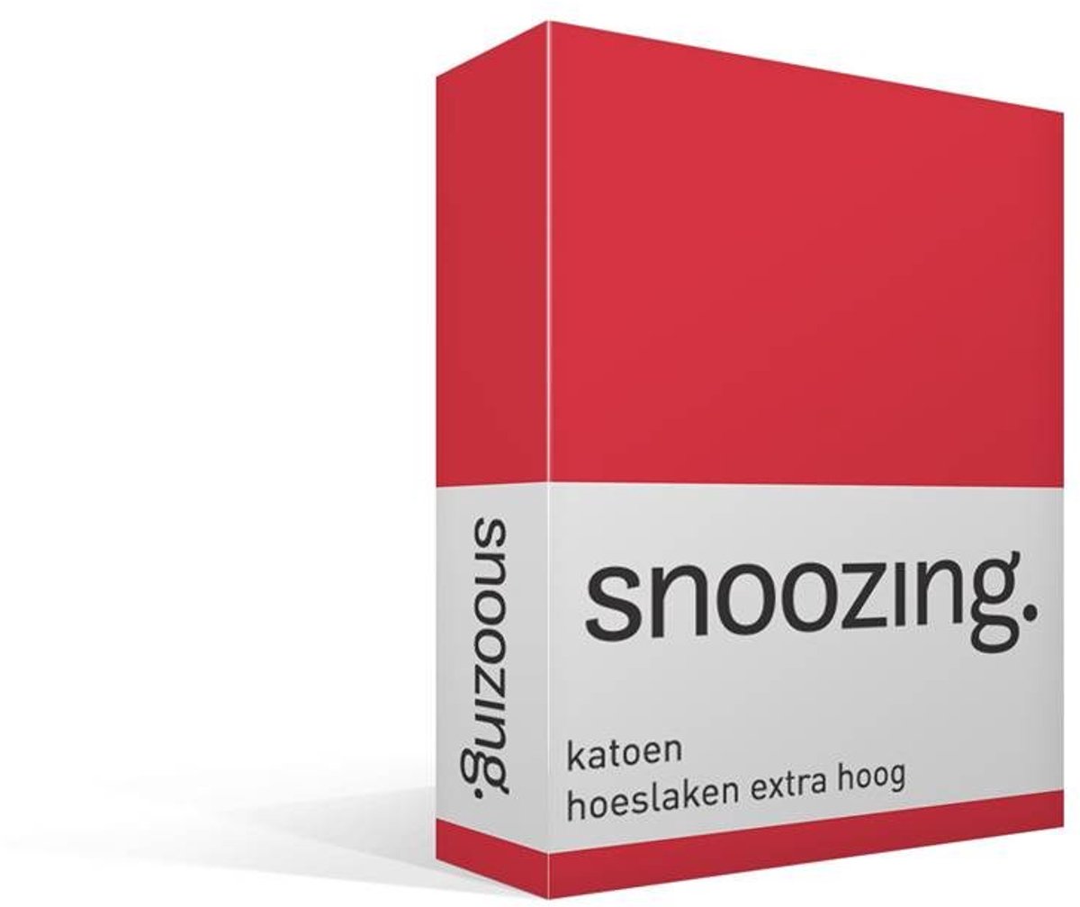 Snoozing - Katoen - Extra Hoog - Hoeslaken - Eenpersoons - 70x200 cm - Rood