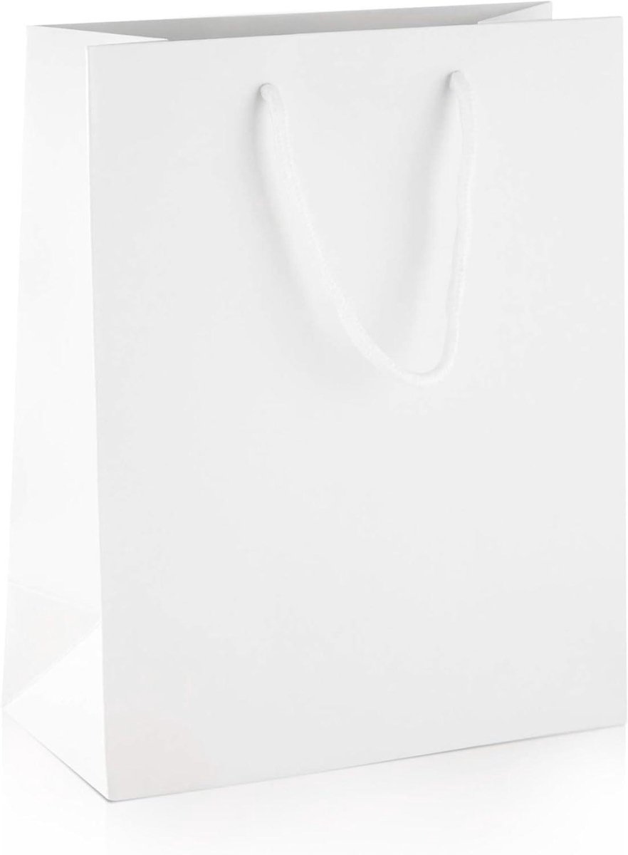 Geschenktassen - Papieren tassen - Cadeauverpakking - Mat gelamineerd - 30 stuks 20x24x10cm - Wit