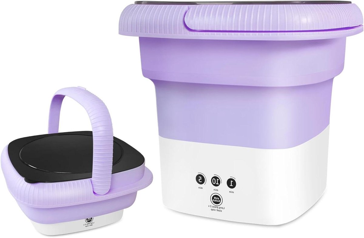 Draagbare Wasunit - Mini Wasmachine - Hygiënisch Wassen - Opvouwbaar Ontwerp - 65 Liter - Paars