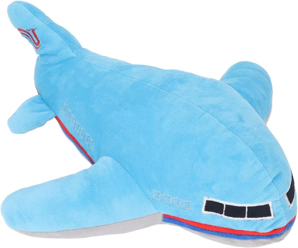 Vliegtuig Pluche - Knuffel Kussen - Decoratie en Spel - Zacht en Realistisch - 40 x 25 cm - Blauw