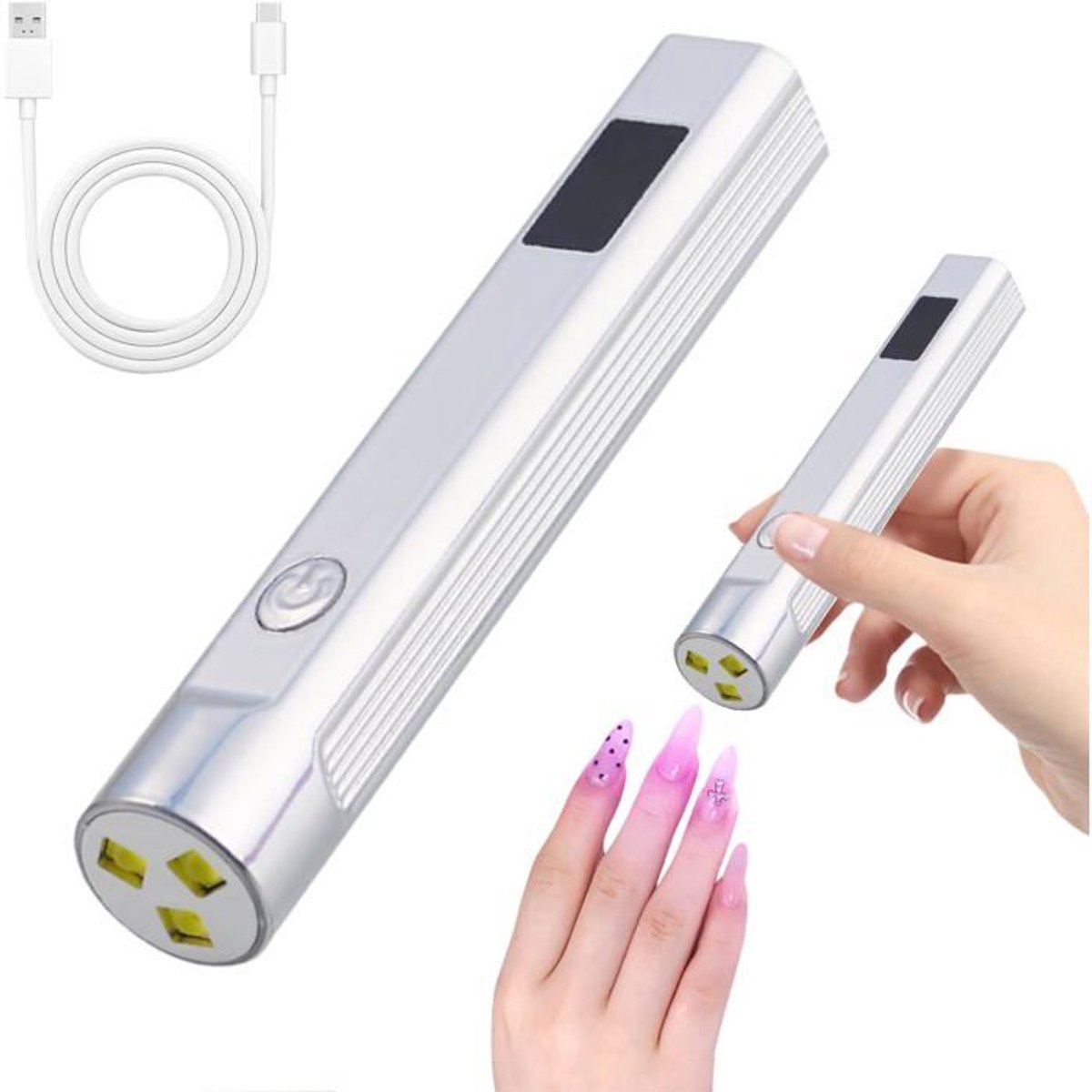 UV-nagellamp, mini UV-nagellamp, draagbare LED-nagellamp, zilver