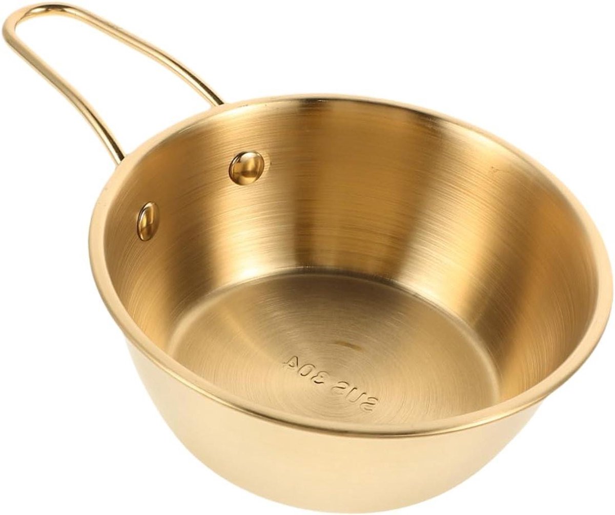 Scheerkom met handvat - Scheerbeker mok - Baardverzorging thuis - Roestvrij staal - 19 x 13 x 5 cm - Goud