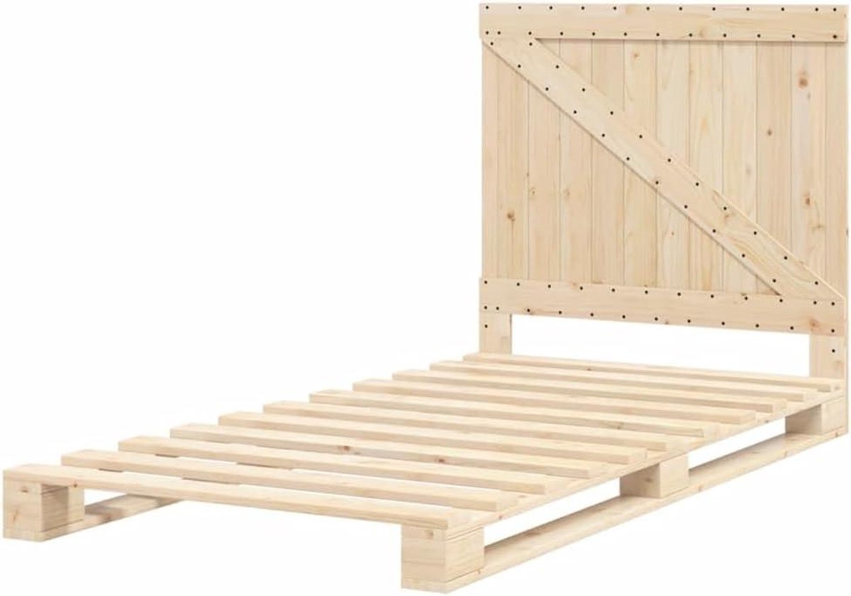 Bedframe met hoofdbord - Eenpersoonsbed - Goede nachtrust - Massief grenenhout - 100x200 c
