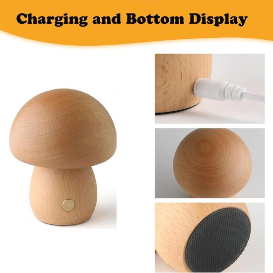 Houten Paddestoel Lamp - Draadloze Nachtlamp - Sfeerverlichting Kamer - Instelbare Helderheid - 109 x 9 cm - Beige — afbeelding 2