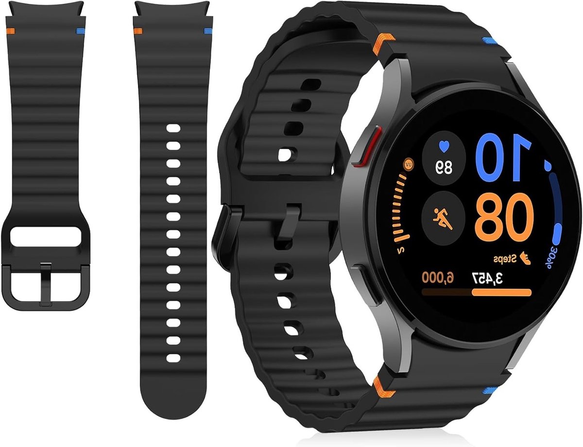 Sportieve Siliconen Horlogeband voor 40 mm en 44 mm Smartwatches, Verstelbaar en Comfortabel, Geschikt voor Galaxy Watch 5 Pro en 6 Classic, Zwart