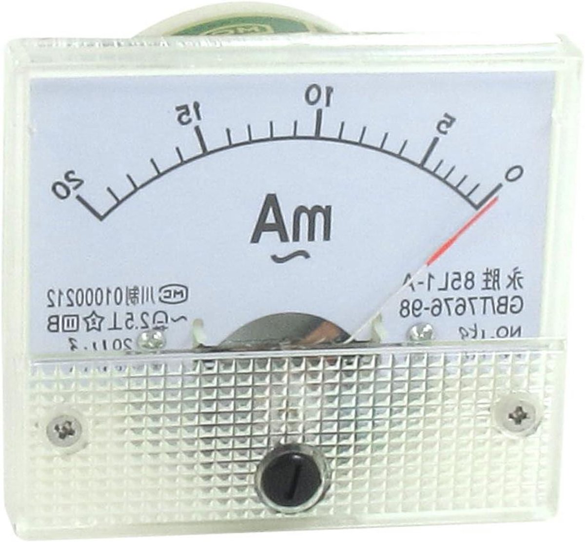 Analoge Ampèremeter - Stroommeter - Stroommeting - Klasse 2.5 Nauwkeurigheid - AC 0-20mA - Zwart