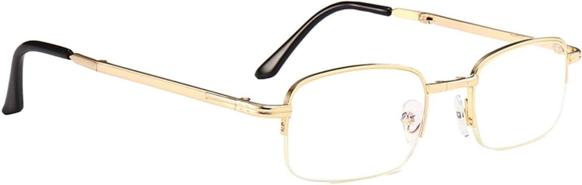 Metalen Leesbril - Opvouwbare Bril - Blauw Licht Blokkeren - Krasbestendig Glas - 1.0x tot 3.0x - Goud