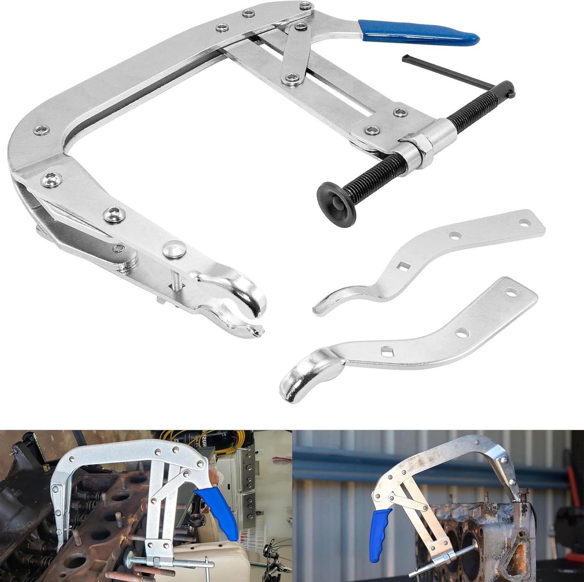 Ventielveercompressor - Motor Tool - Motoronderhoud - Universeel Ontwerp - 8 inch - Zwart
