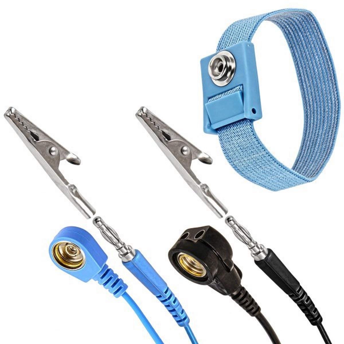 Antistatische polsband - Aardkabel set - Bescherming componenten - Verstelbare band - 1.8 meter kabel - Zwart