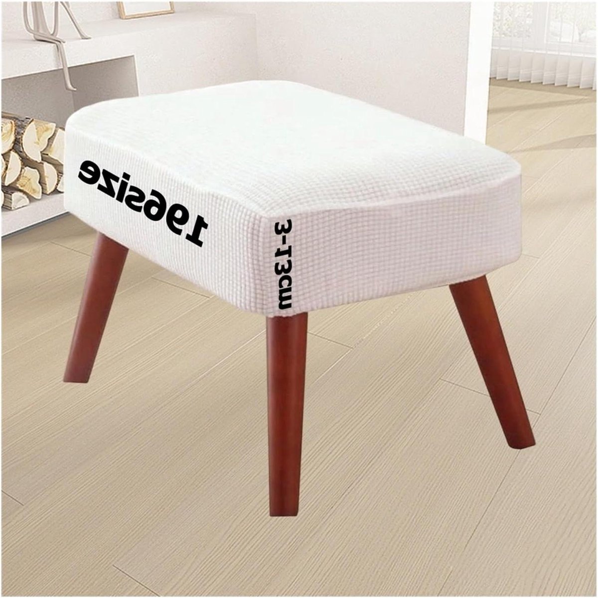 Ottomaanse Hoes - Voetenbank Beschermer - Meubels Beschermen - Elastisch Jacquard Weefsel - 30 x 60 cm - Beige