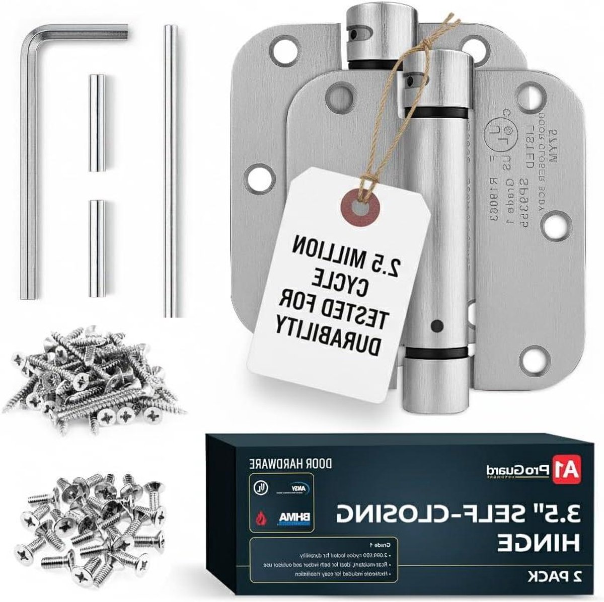 Zelfsluitende Veerscharnieren - Automatische Deursluiters - Deuren Sluiten - Instelbare Spanning - 89 cm - Nikkel