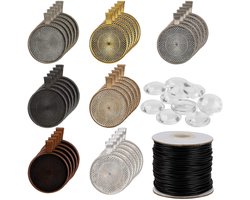 Store_9 - Kurtzy Hanger Bakken met Cabochons Set - DIY Hobby Set - 71 Delig - Sieraden Maken - Vintage Stijl - Geschikt voor Volwassenen - 7 Kleuren