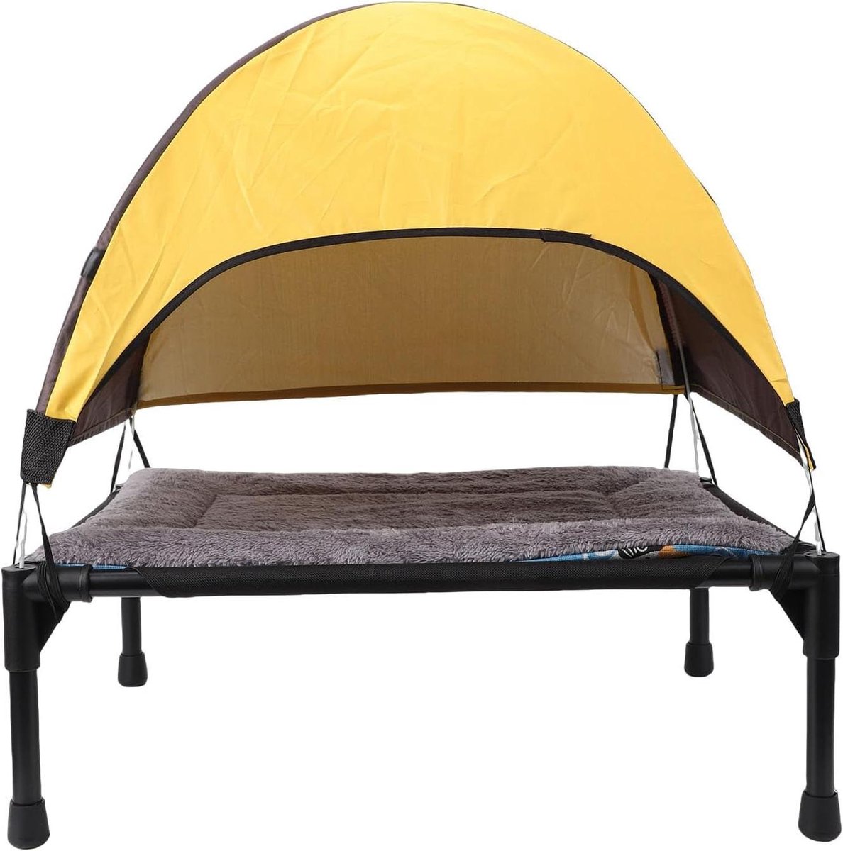 Verhoogd Hondenbed - Campingbed Huisdier - Buiten Ontspannen - Met Afneembare Luifel - 56 x 21 cm - Grijs