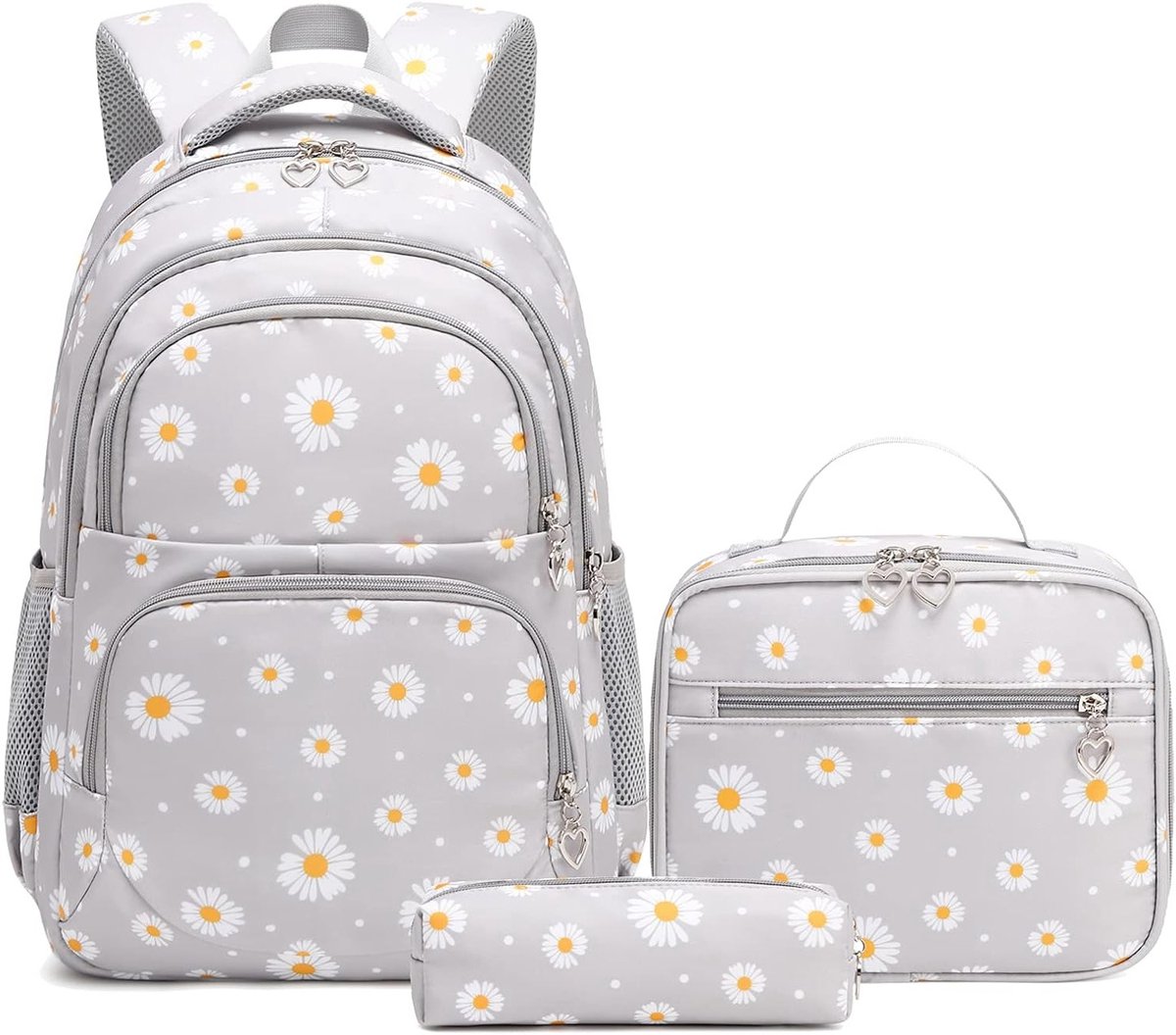 School Rugzak Set met Lunchbox, Pennenbak en 3-delige Schooltassen voor Jongeren, Meisjes en Jongens, Waterdicht en Lichtgewicht Boekentas voor Basisschool en Middelbare School