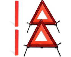 Gevarendriehoek Set - Nooddriehoek Auto - Verkeersveiligheid - Opvouwbaar met Doos - 2 Stuks - Rood