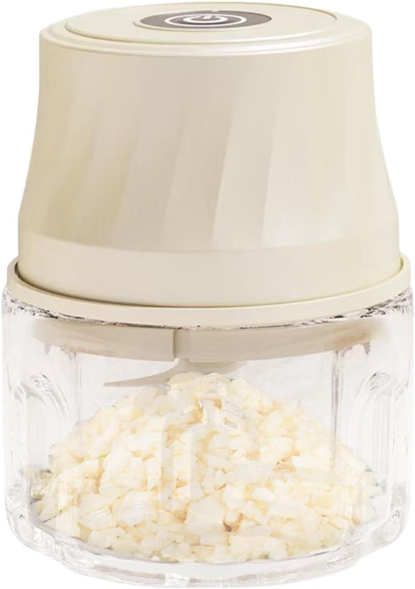 Mini Keukenmachine - Voedsel Snijder - Snel Ingrediënten Hakken - Oplaadbaar Veiligheidsslot - 350ml Capaciteit - Crèmekleurig