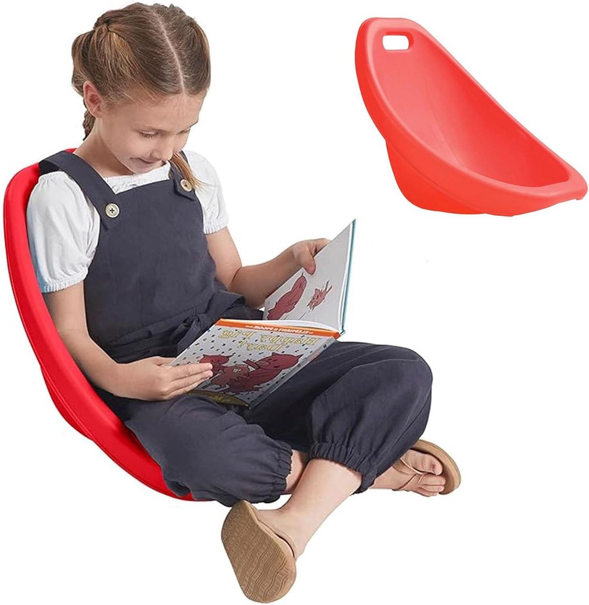 Kindervloerstoel Rugsteun - Schommelstoel Kinderen - Ontspannen Lezen - Draagbaar Ontwerp - 39 x 22 x 36 cm - Rood