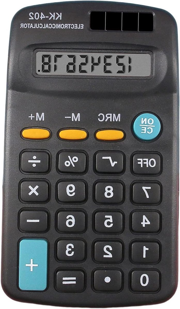 Mini Rekenmachine - Zakrekenmachine 8 Cijfers - Kantoor Werk - Groot LED Scherm - 11 cm - Zwart