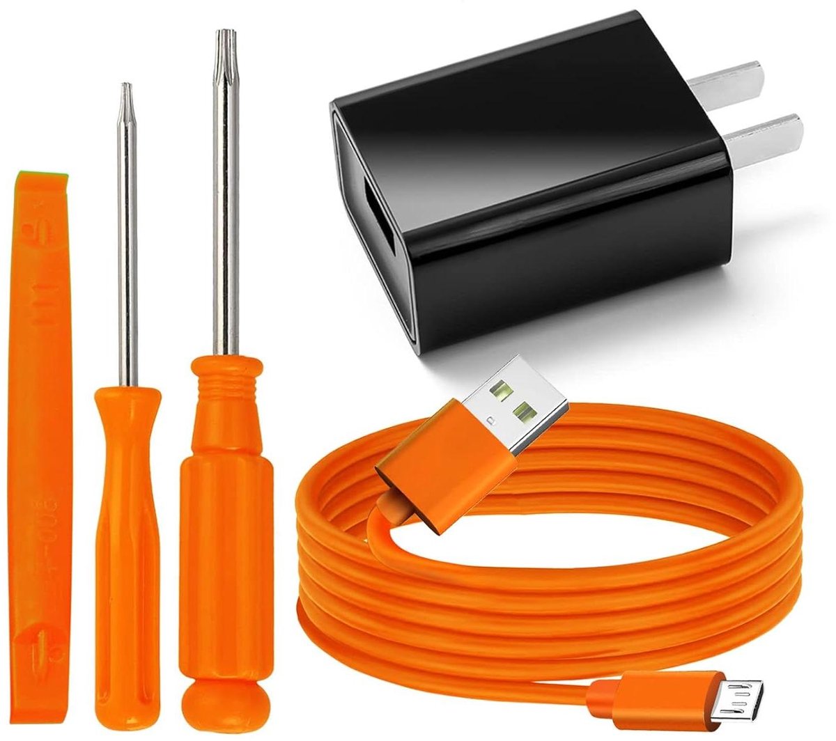 Deurbel Schroevendraaier - Oplaadkabel Set - Deurbel Onderhoud - Dubbelzijdige Bit - 1 Meter Kabel - Oranje